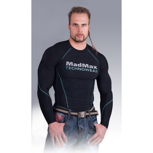 MadMax Technowear Compression Long Sleeve Top - Μακρυμάνικη Μπλούζα Συμπίεσης (Black/Green)