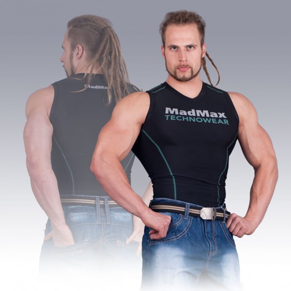 MadMax Technowear Compression Sleeveless Top - Αμάνικη Μπλούζα Συμπίεσης (Black/Green)
