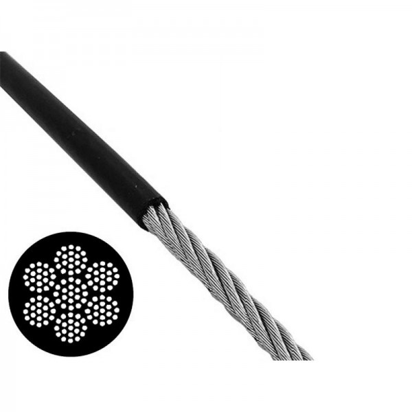 Συρματόσχοινο Φ4mm με πλαστική επένδυση (Black) (1m)