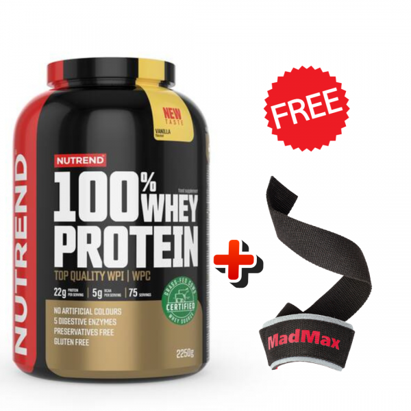 Nutrend 100% Whey Protein (2250g) + ΔΩΡΟ MadMax Wrist Straps