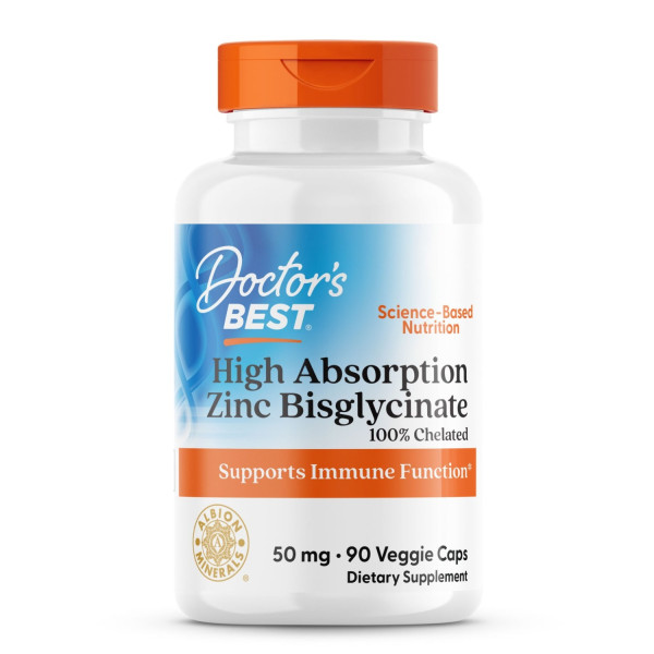 Doctor's Best Zinc Bisglycinate (Ψευδάργυρος Δισγλυκινικός) 50mg (90 veg caps)